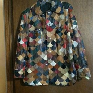 Vintage early1970's leather multi-color jacket!